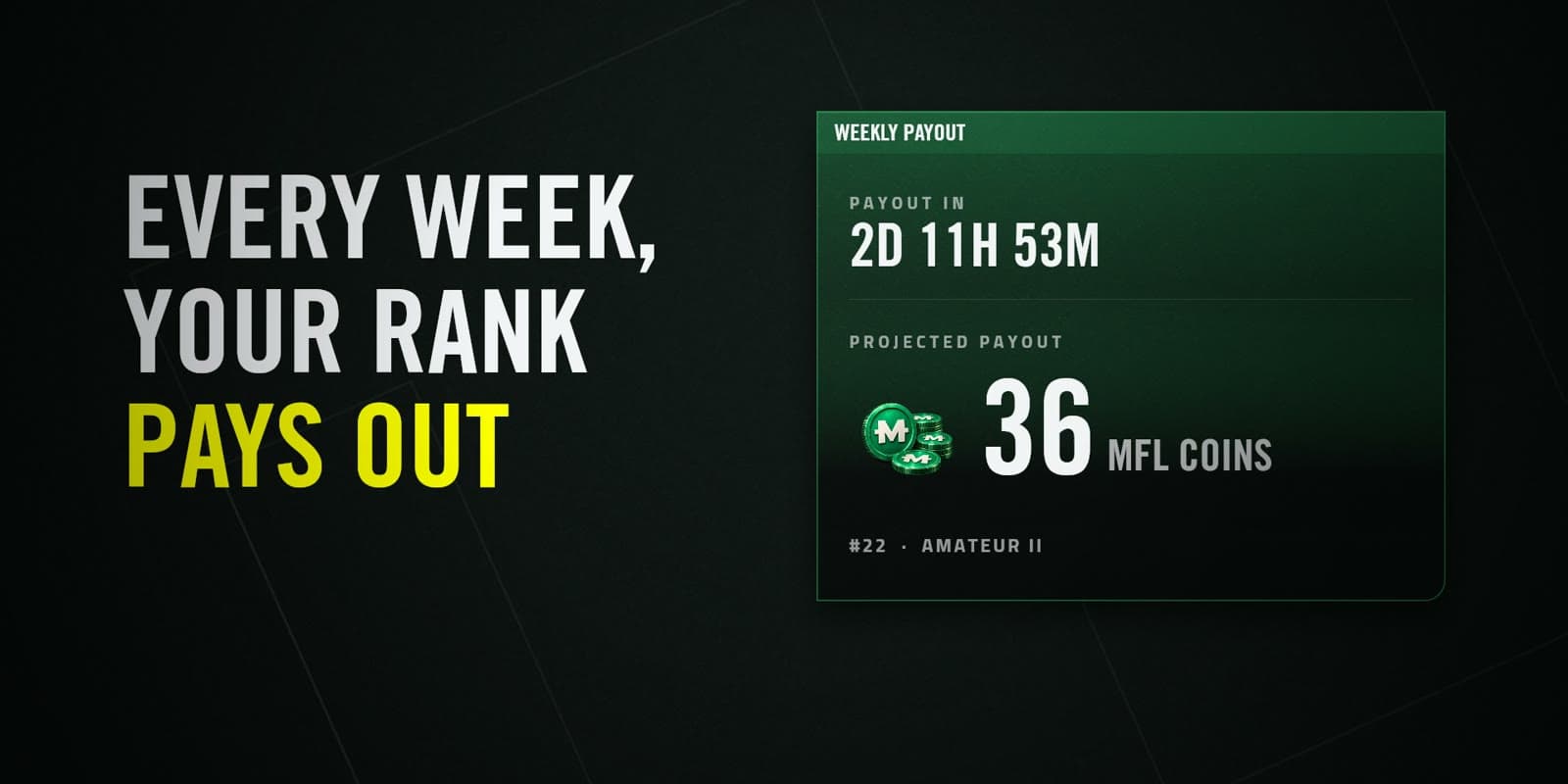 The weekly payout card, counting down to the end of the week